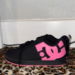 DC Black Sneakers with Pink Logo
